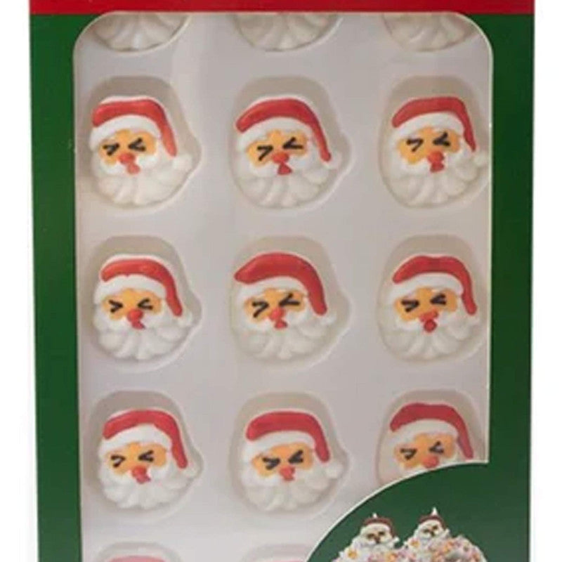 Santa Face Edible Cake Toppers 15 Pack Christmas Cupcake Decorations
