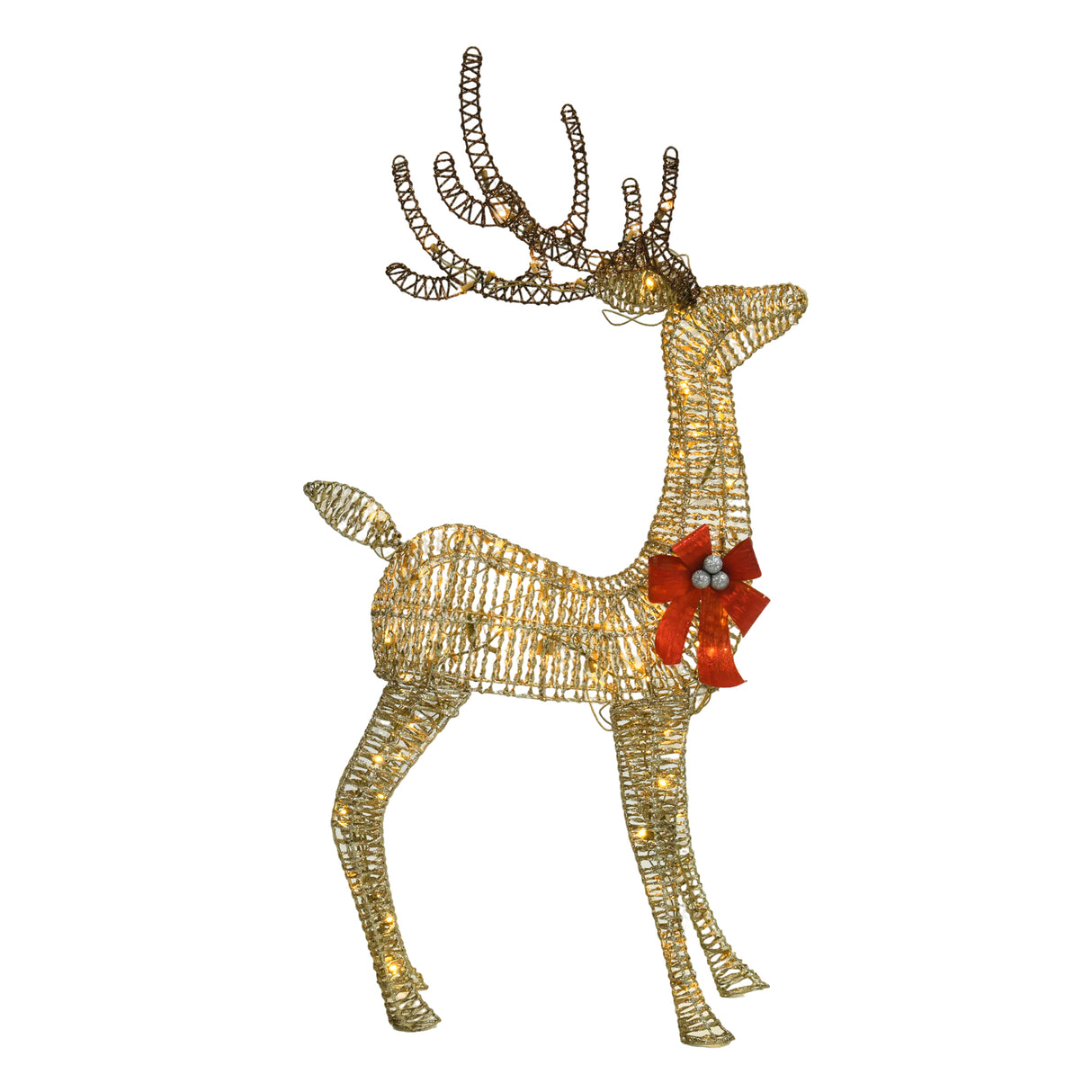 Champagne Woven Vine Set of 3 Reindeer with Warm White LED Lights for Holiday Décor 63" 52" 37"