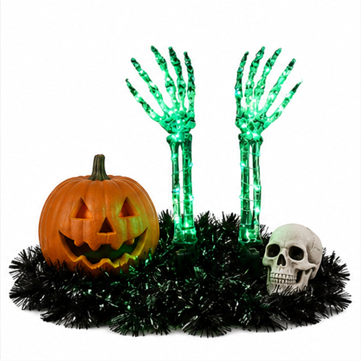 Green Light Ghost Hands Halloween Decor 1 Pair Set