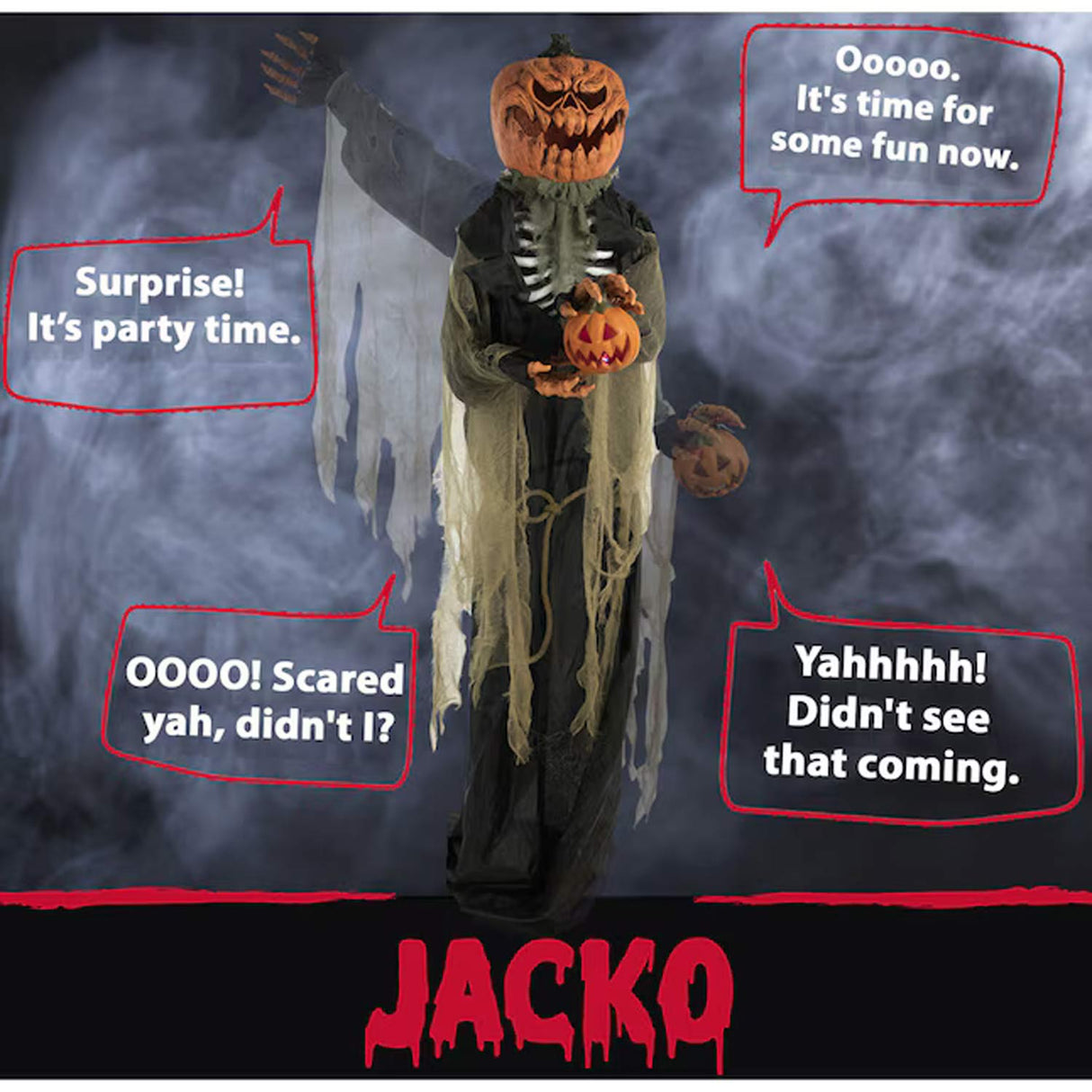 7 feets Haunted Hill Farm Talking Lighted Jackeo Jack-o-Lantern Animatronic Halloween