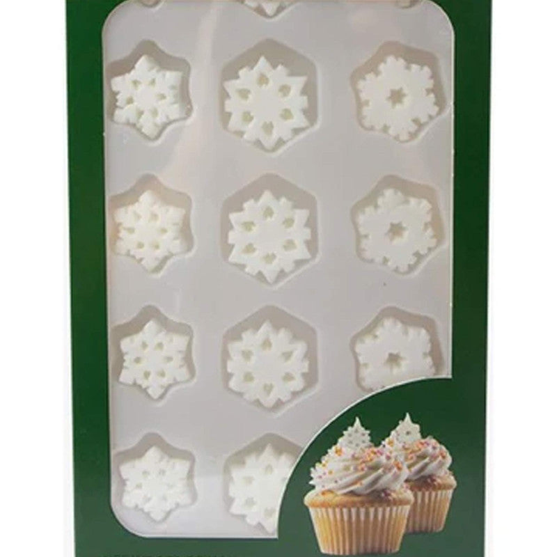 Snowflake Edible Cake Toppers 15 Pack Christmas Cupcake Decorations
