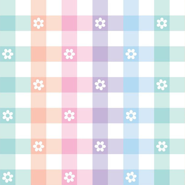 Minky Plush Fabric Pastel Gingham Daisy 58-60"