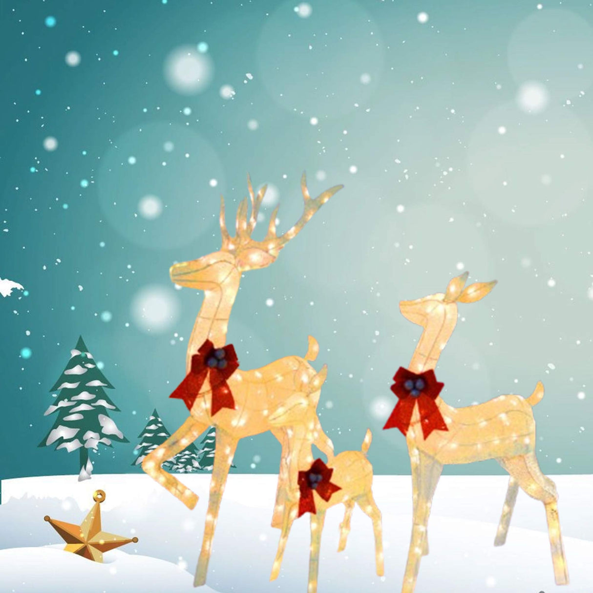 Christmas Deer Family LED Lights Decorative Holiday Indoor Outdoor Display