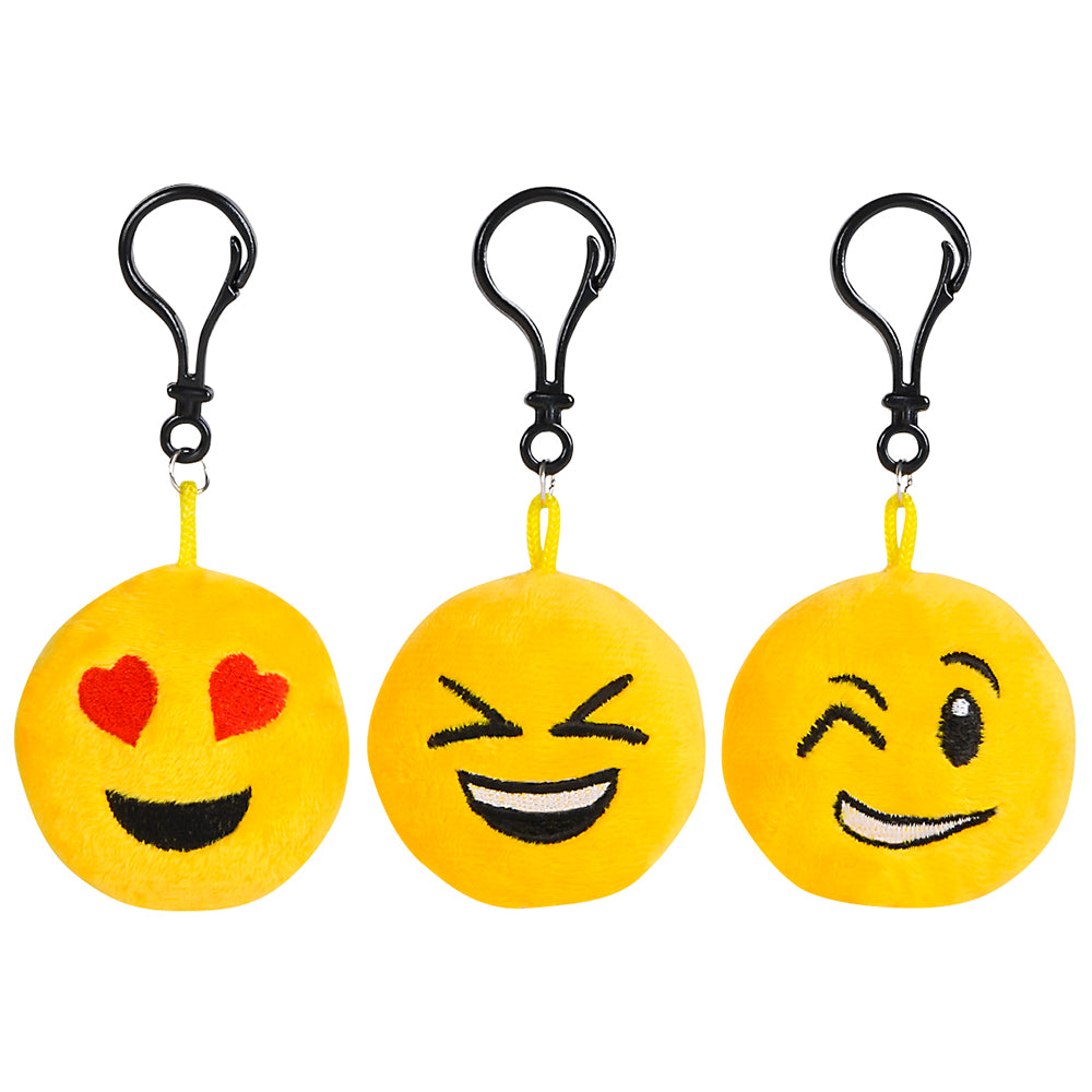 Plush Emoticon Backpack Clip (24 Pack)