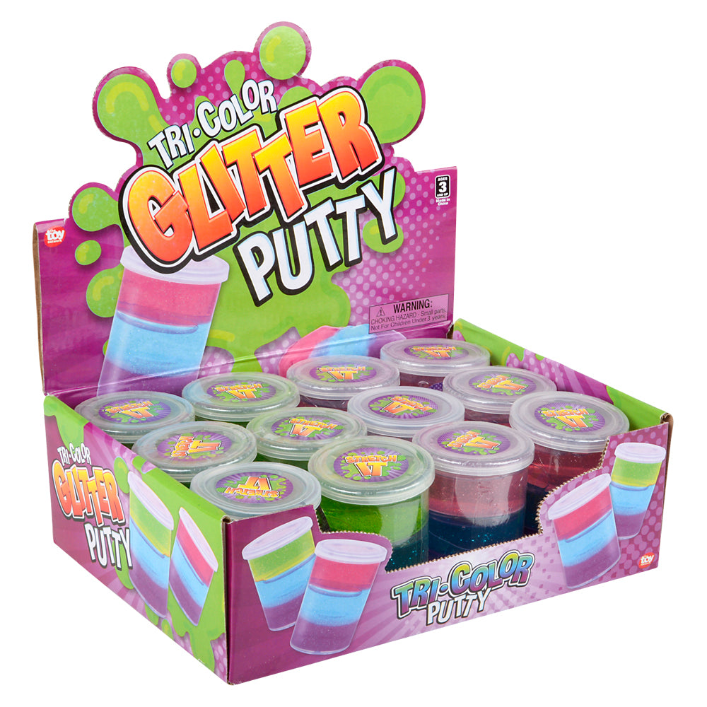 Glitter Putty 3" Tri Color (12 PC Display)
