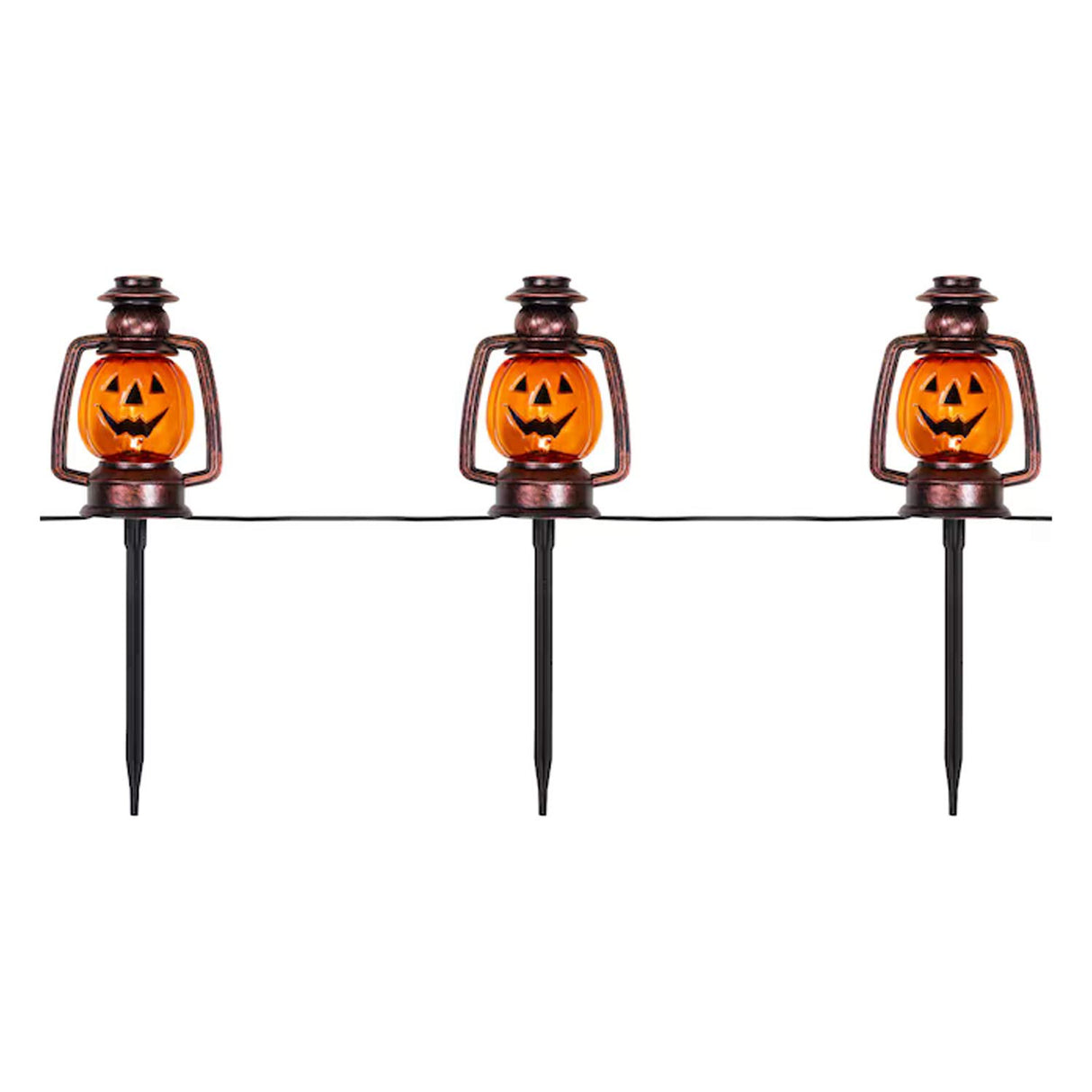 Northlight 165 in Freestanding Lighted Jack-O-Lantern Craft Pumpkin 3 Pack Halloween Decoration
