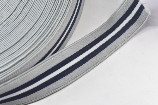 Sports Elastic Trim Gray Navy Blue 1 Inch