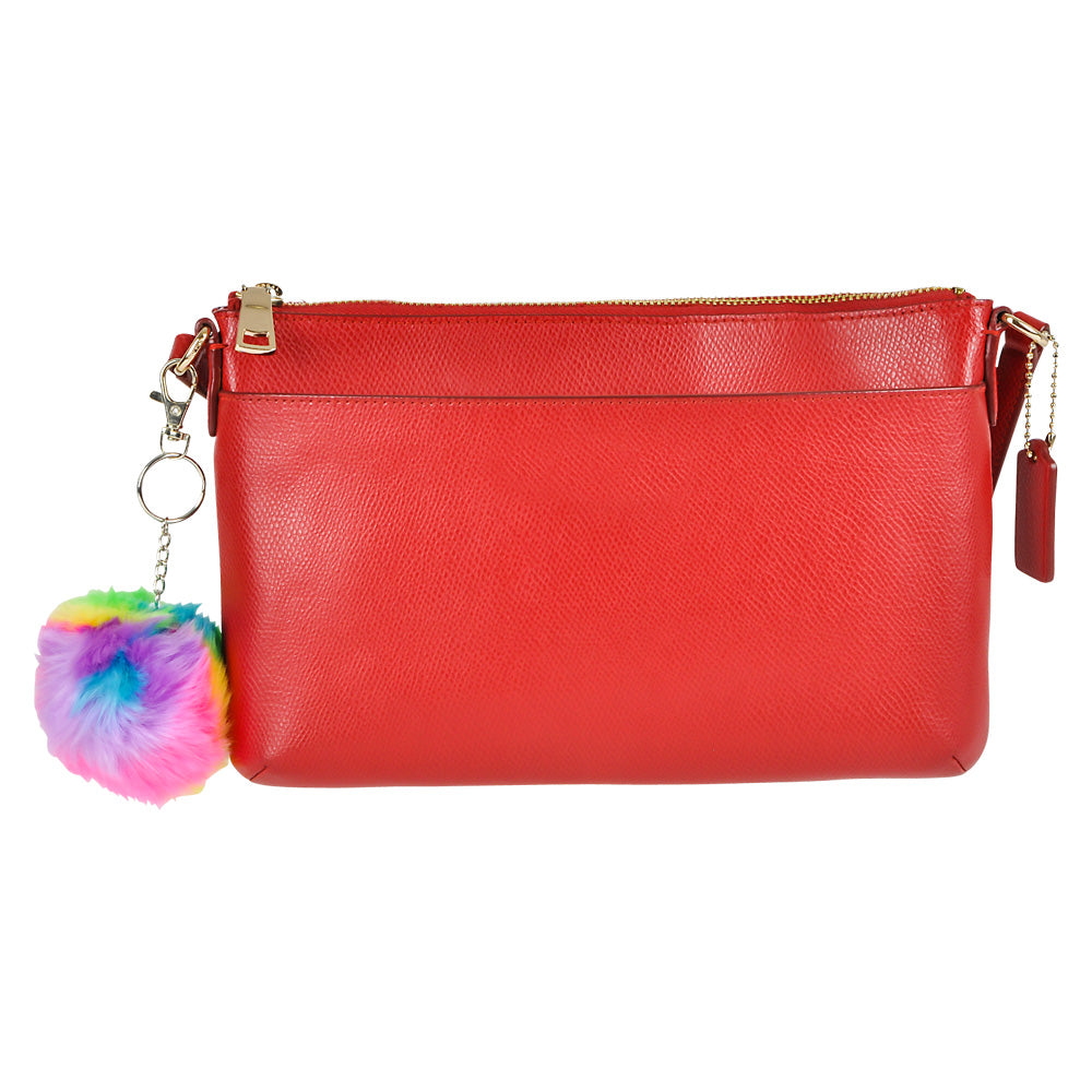 Rainbow Furry Pom Pom Clip-On Keychains (1 DZ)