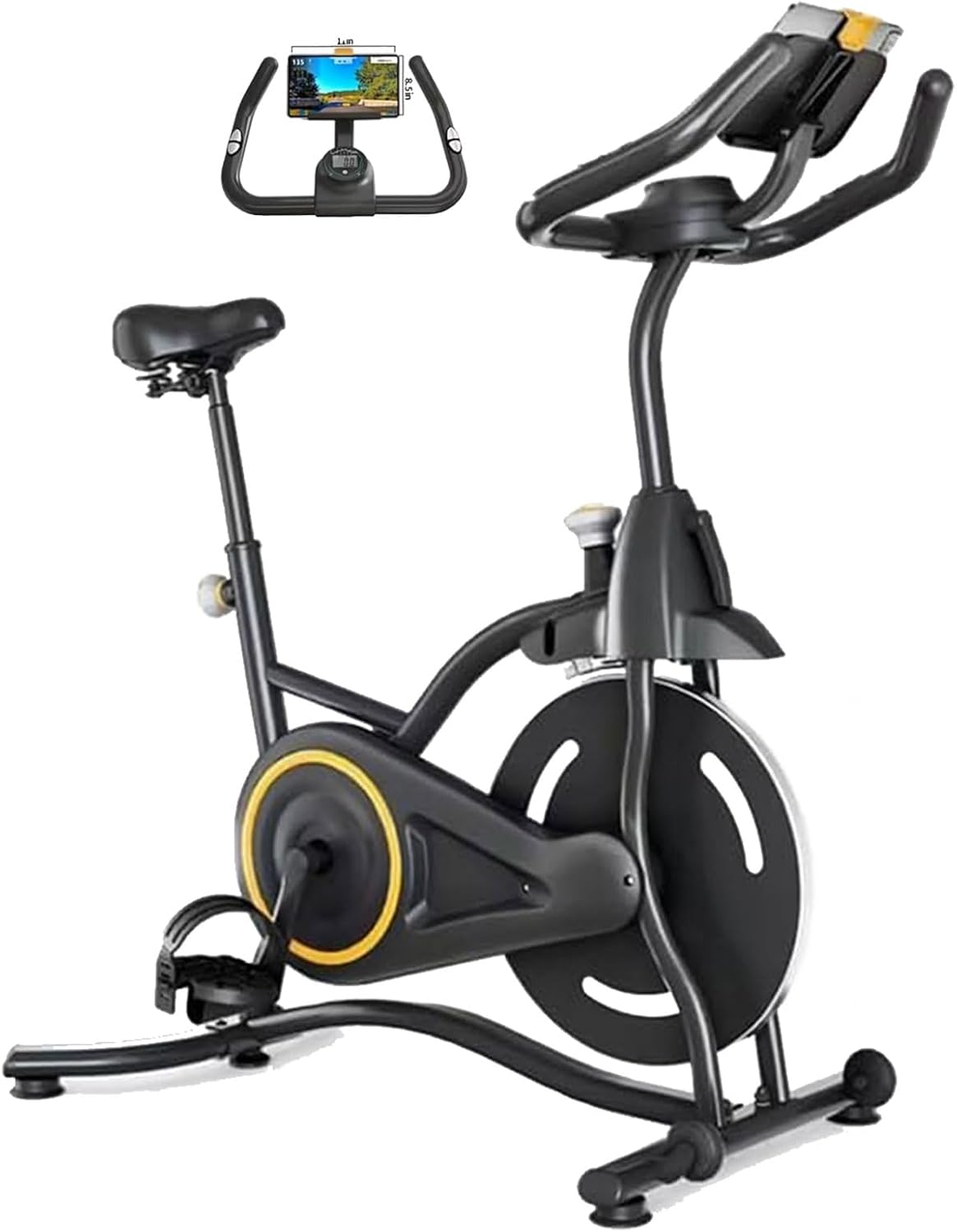 Exercise Bike for Home, Indoor Cycling Bike with Digital Display, Adjustable Seat & Handlebars, Smartphone Mount 35.04"x 22.05"x44.88"