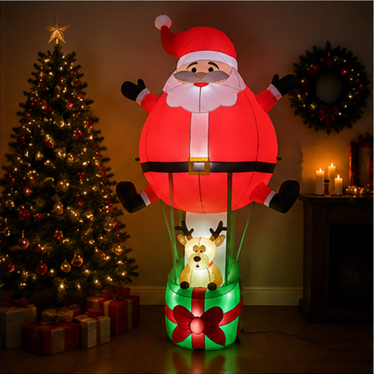 8FT Santa Claus Hot Air Balloon Christmas Decoration