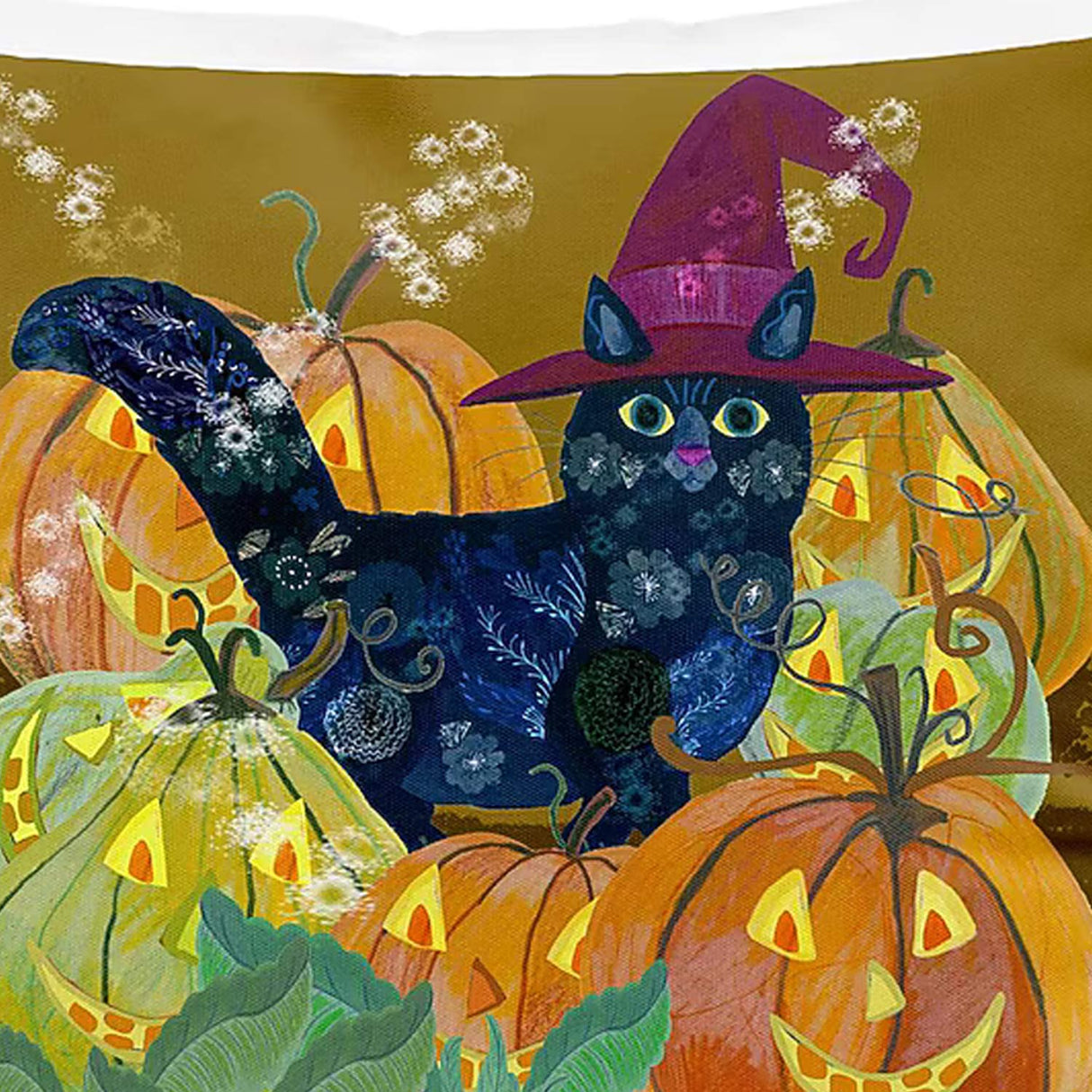 Stupell Industries Cat with Jack-o-Lanterns Outdoor Printed Pillow Halloween Decor