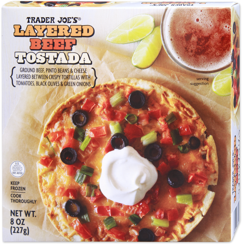 Layered Beef Tostada Frozen Mexican Style Crunchy Meal 8 Oz
