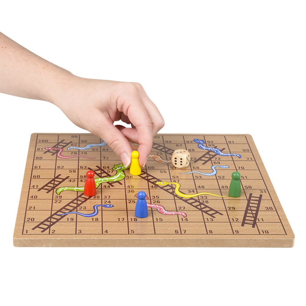 Wooden Snakes and Ladders Game (10" Box)