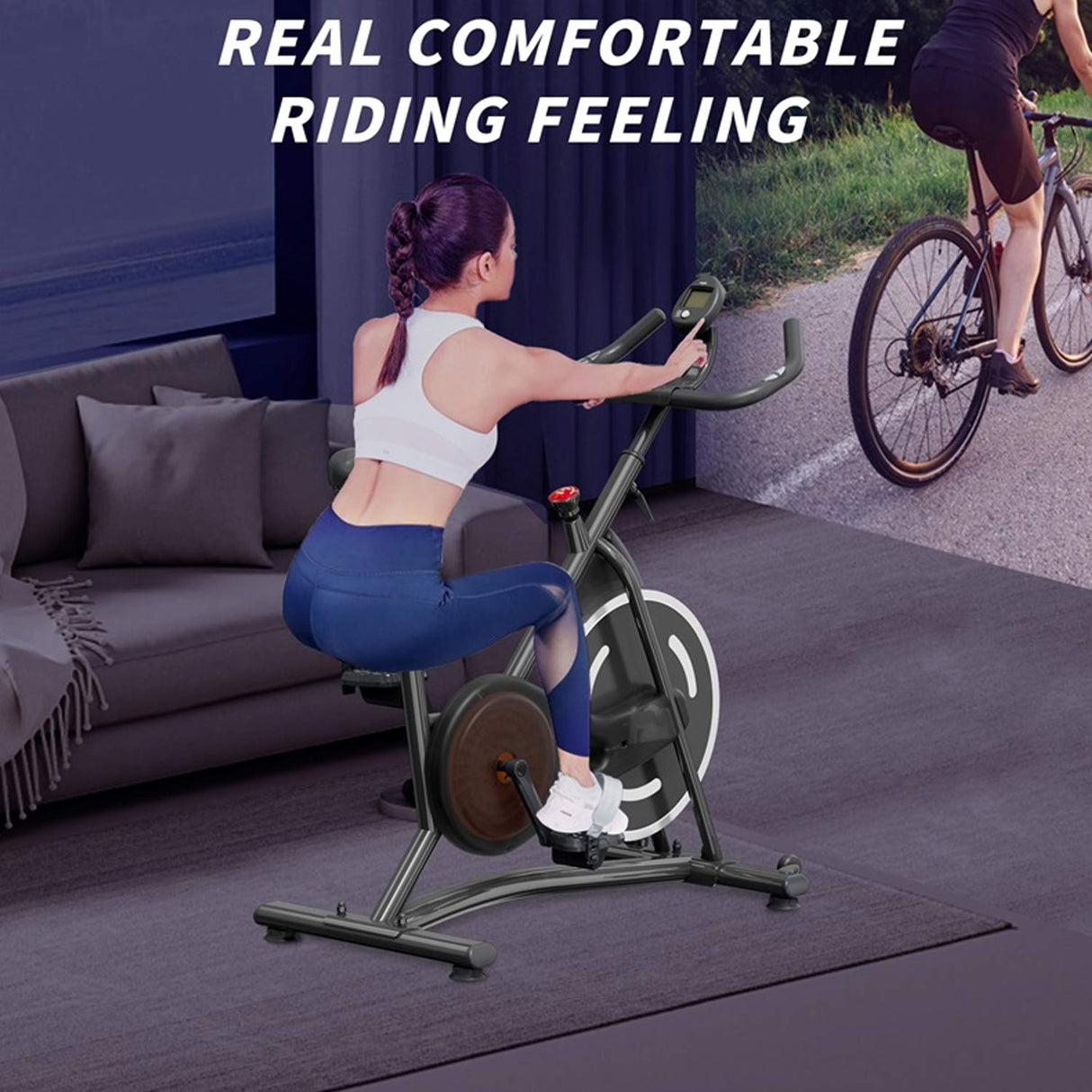 Exercise Bike for Home, Adjustable Stationary Indoor Cycling Bike with Digital Display & Smartphone Mount