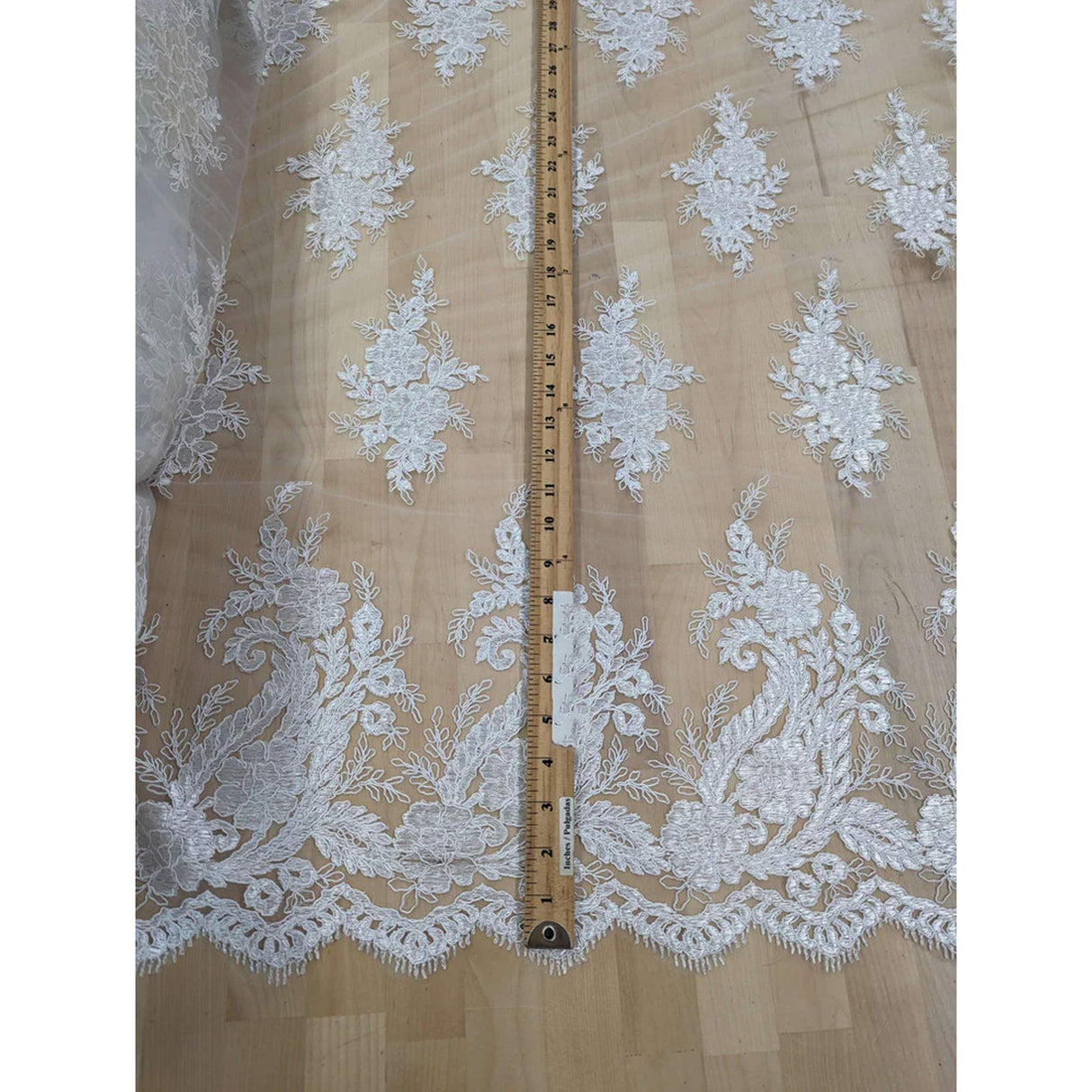 Bridal Lace Polyester Lace Fabric - 8 Colors, Floral Corded Embroidery, 50-51" Width (1 Yard)