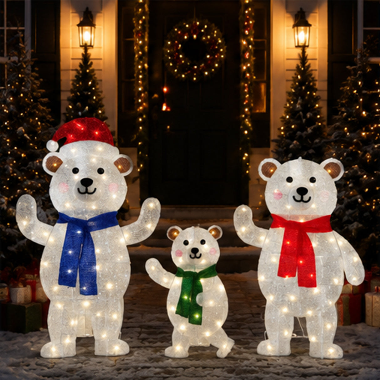 Lighted Polar Bear Family Christmas Yard Decoration