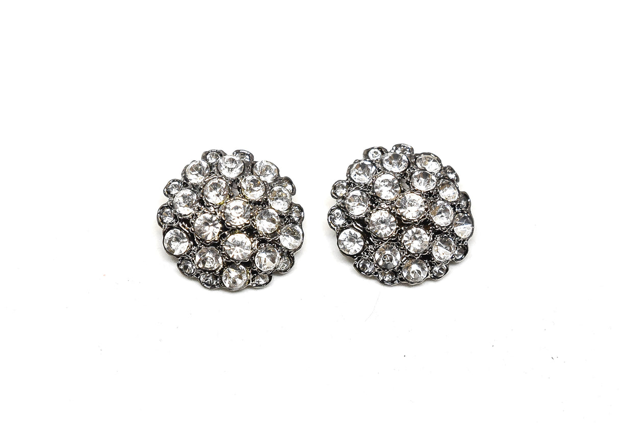 Rhinestone Button Gunmetal 1 Inch