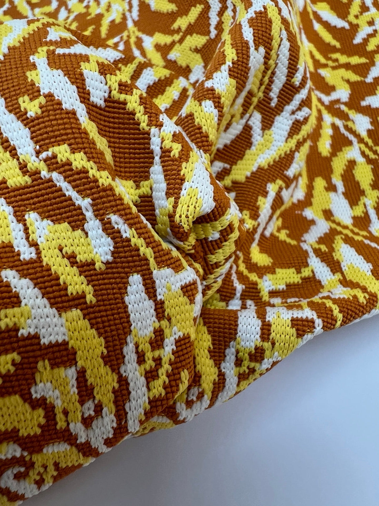Polyamide Elastane Knit Abstract White Yellow Brown