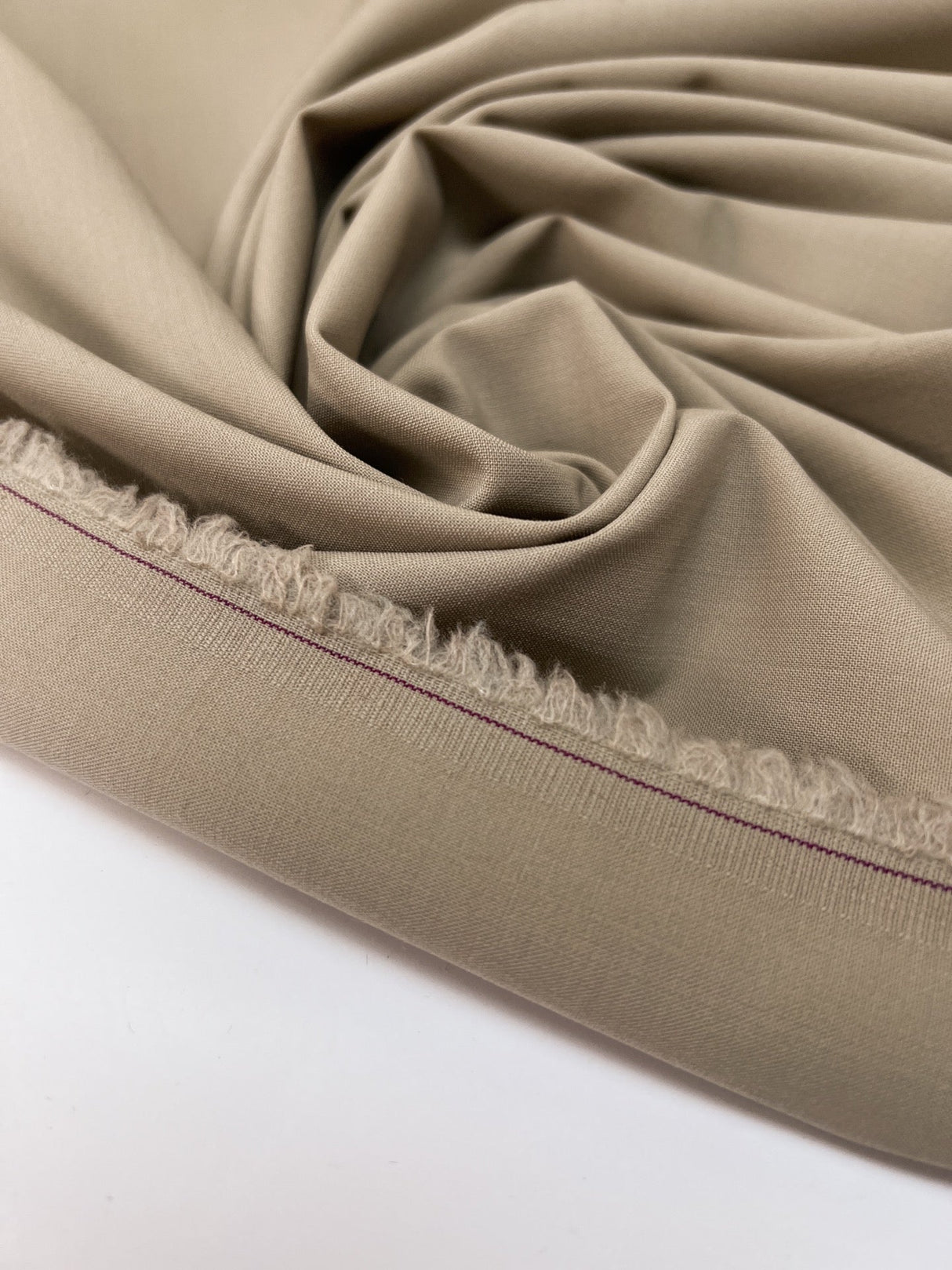Wool Blend Woven Beige Stretch Fabric