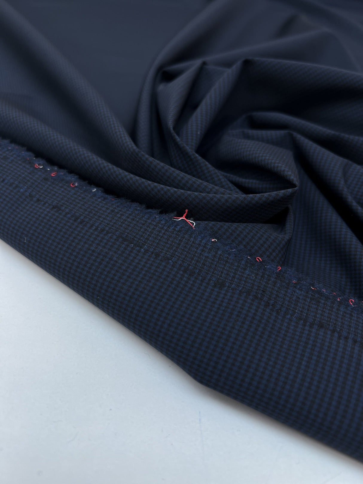 Virgin Wool Checked Suiting Fabric Blue-Black