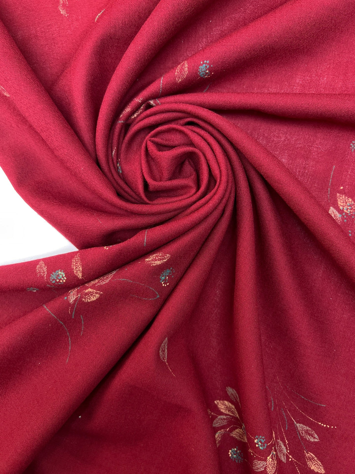 Wool Floral Print Dress Fabric