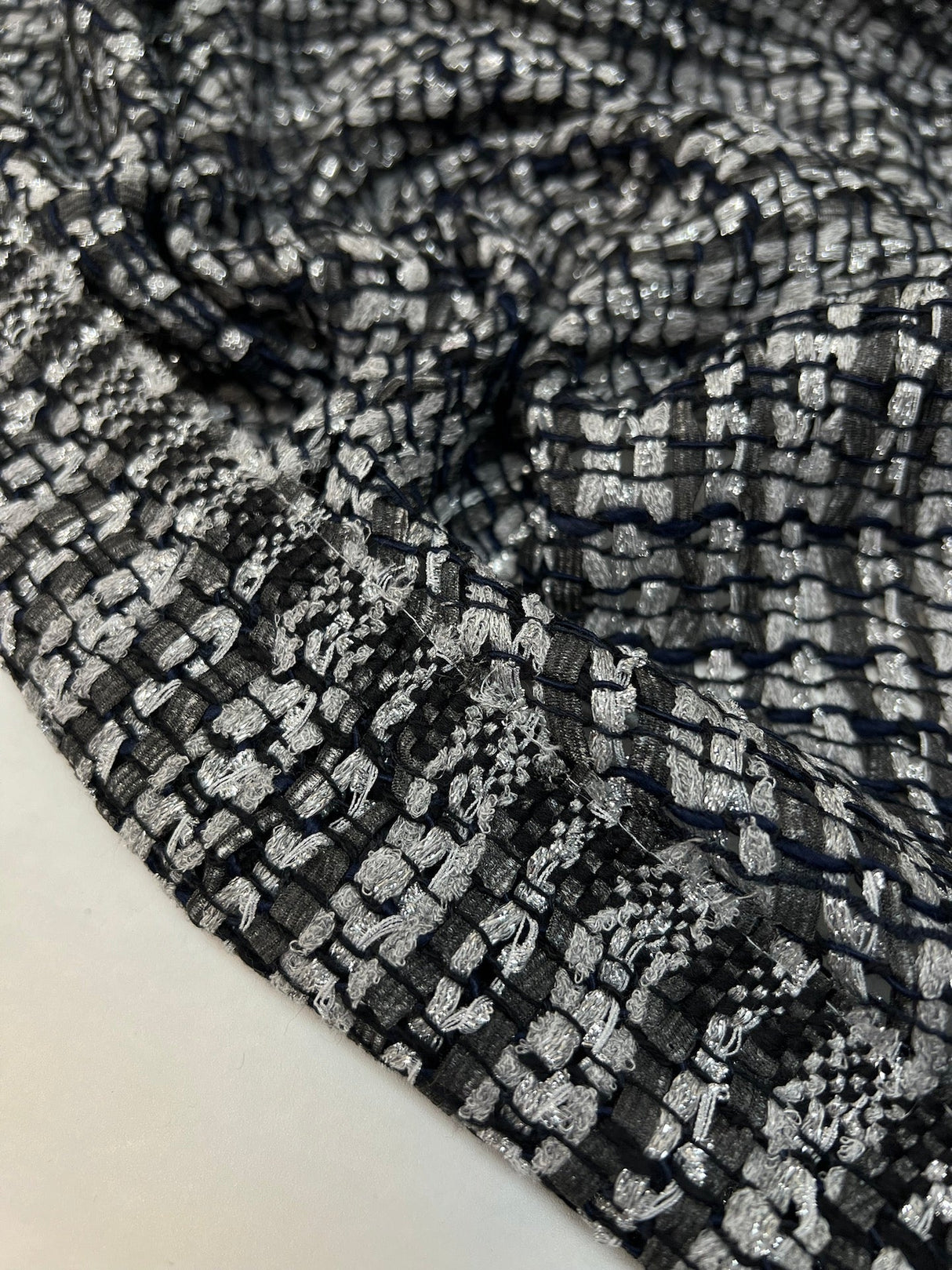 Lurex Tweed Silver Gray Blue