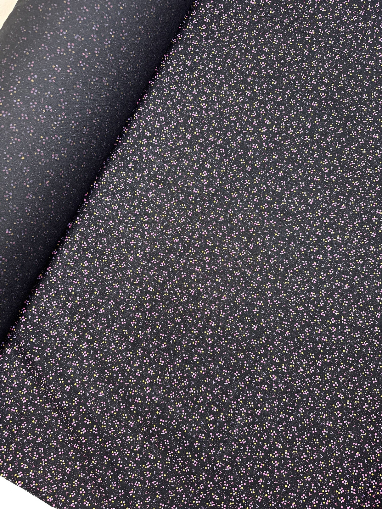 Virgin Wool Printed Black Pink Fabric