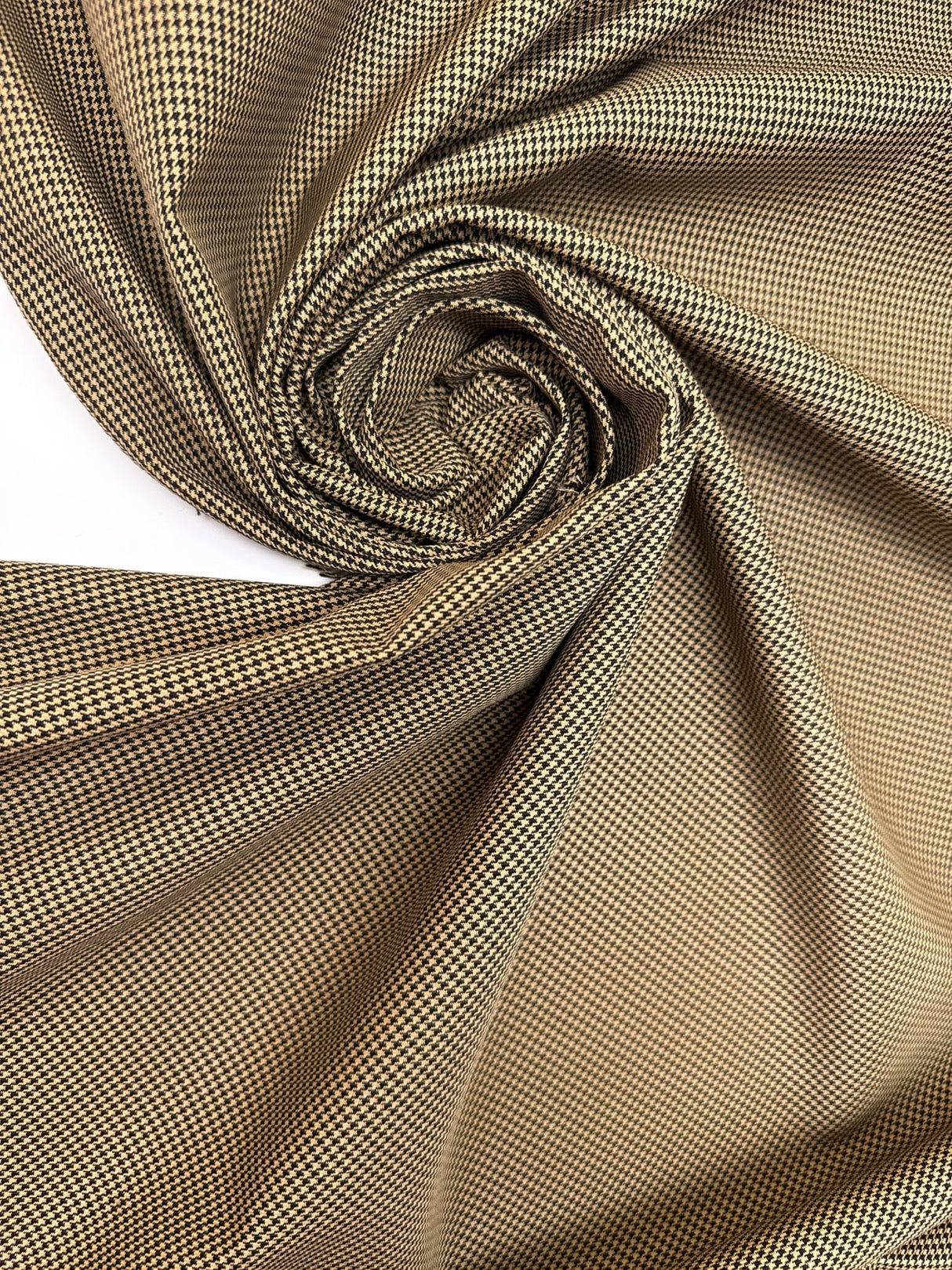 Polyester Cotton Houndstooth Tweed Brown Black