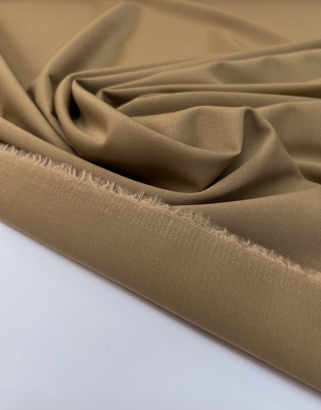 Wool Blend Stretch Fabric Brown Beige