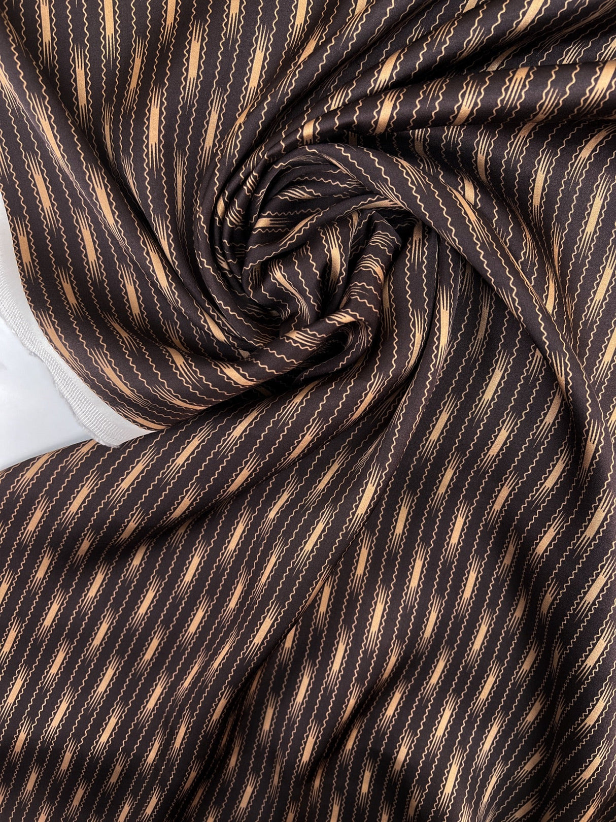 Polyester Sateen Printed Brown Beige