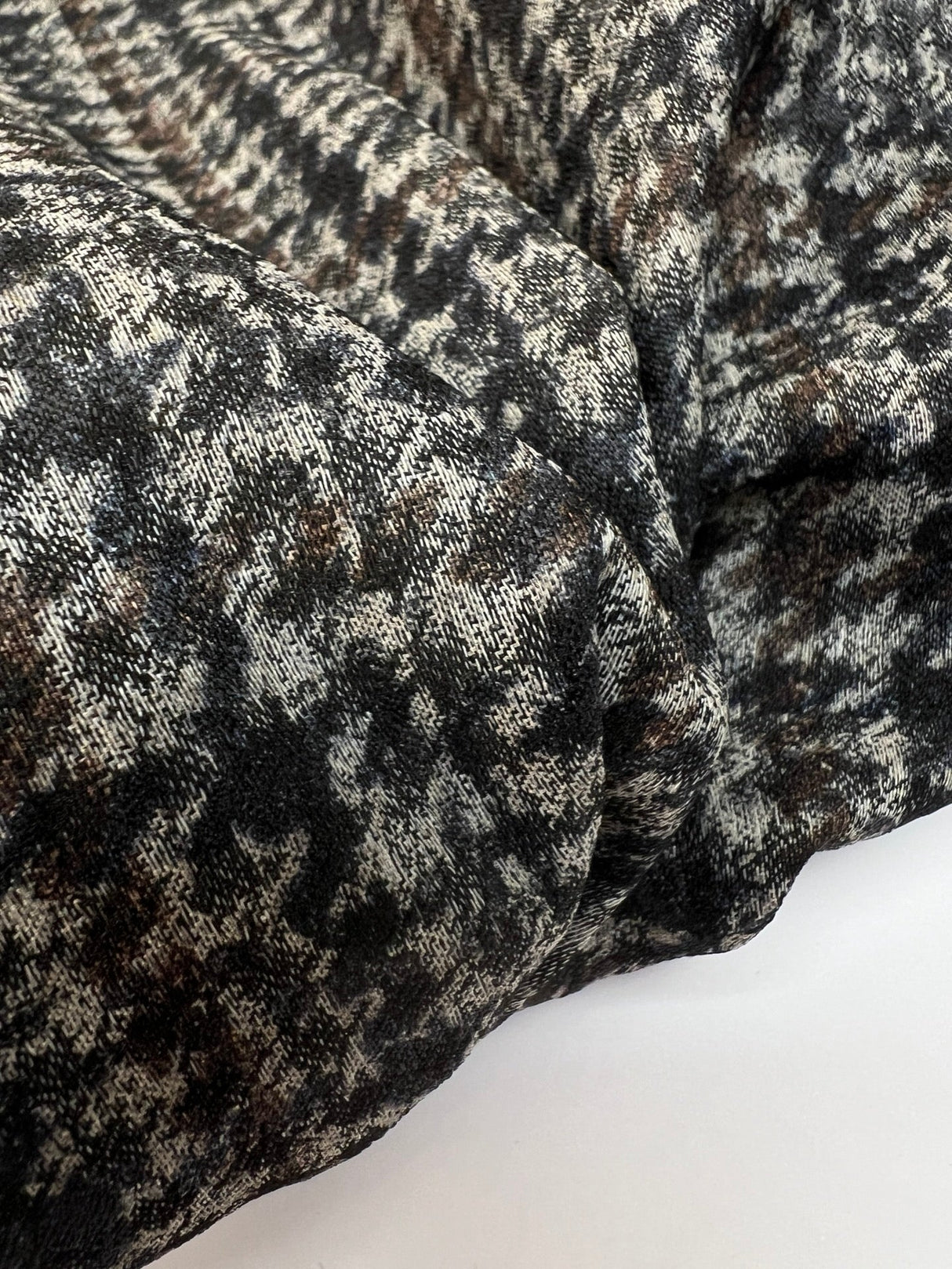 Polyester Houndstooth Fabric Grey Brown