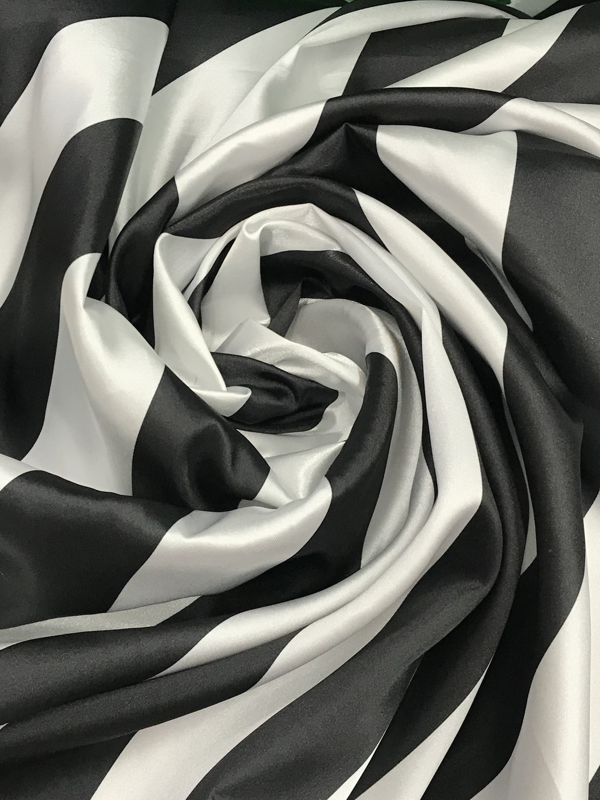 2 Inch Black/White Stripe Satin Fabric - Black/White Horizontal Stripes, 59/60" Width (1 Yard)