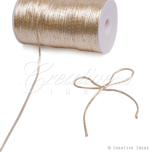 2Mm Rat-Tail (With Metallic Trim) - 200 Yards (Ivory/Gold)