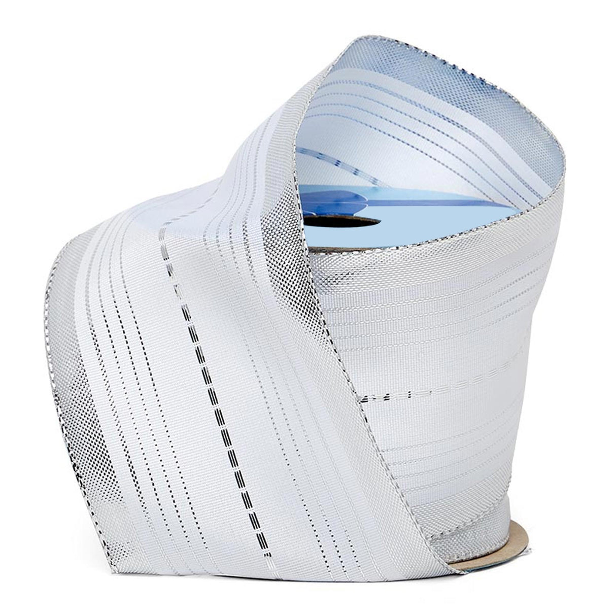 Wide Wired Wedding Ribbons 2 1/2 '' X 10 yd Silver / White Stripe Color 1 / ROLL