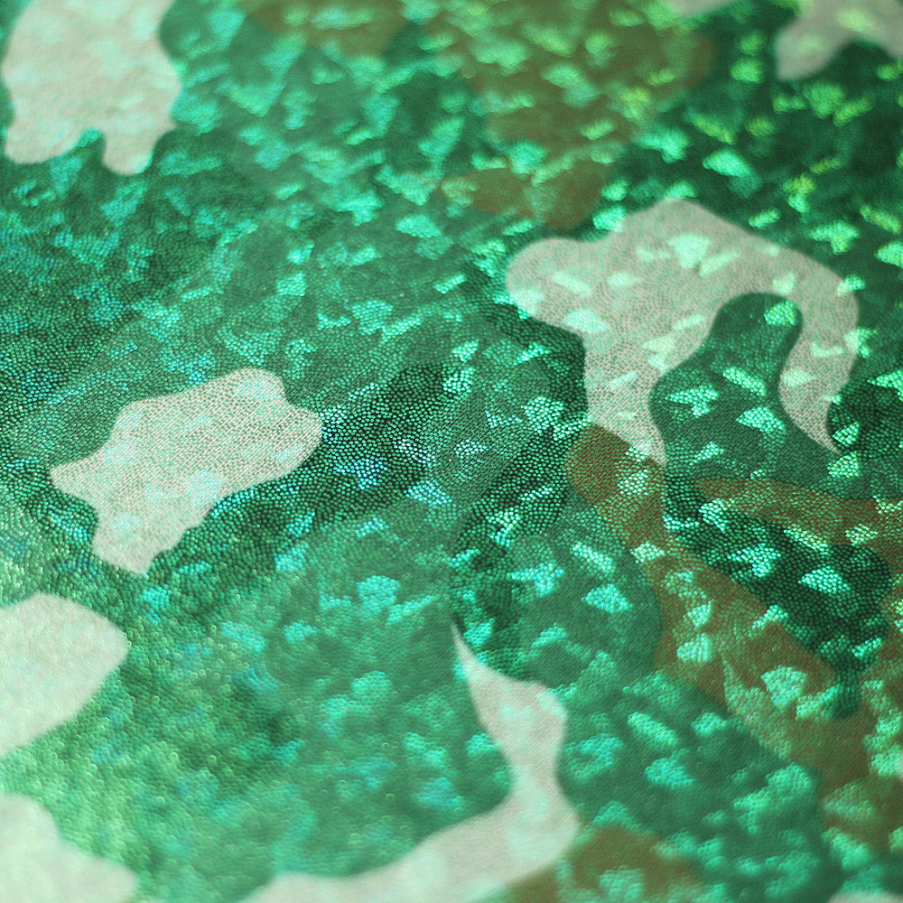 Camo Collage Polyester Spandex Fabric - Green Camouflage Print, 58/60" Width, 240 GSM (1 Yard)