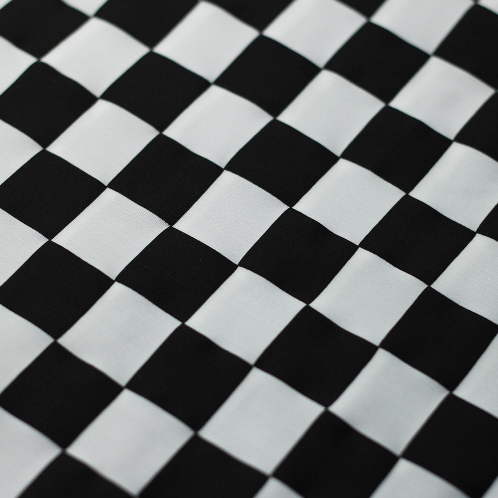 Checkers Poly Spandex Fabric - Red And White Checkered, 1" x 1" Checks, 58/60" Width (1 Yard)