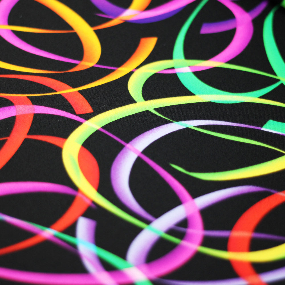 Wild Confetti Nylon Spandex Fabric - Multicolor Rainbow Crescent Print, 58-60" Width (1 Yard)