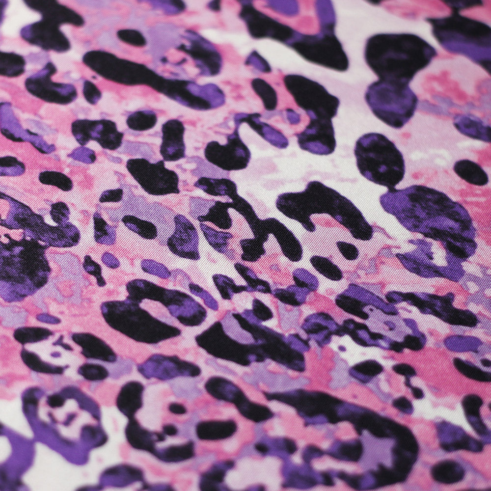 Feline Deco Polyester Spandex Fabric - Leopard Print, Pink/Orange/Turquoise, 58/60" Width (1 Yard)