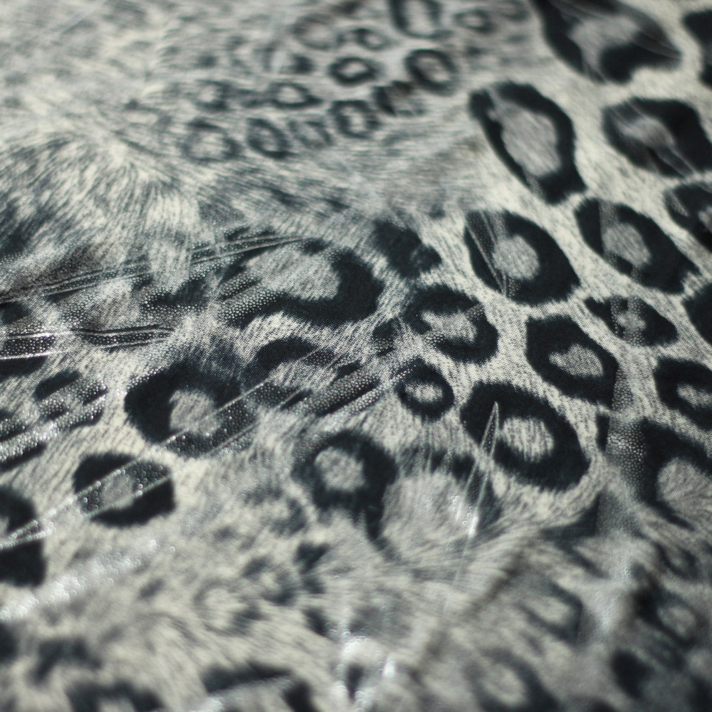 Animal Foil Polyester Spandex Fabric - Pink/Turquoise/Ivory, Jaguar Skin Print, 58/60" Width (1 Yard)