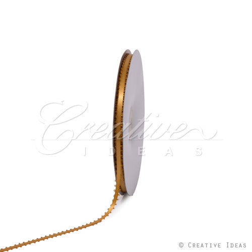 3/16" Double Face Picot Ribbon - 50 Yards (Antique Gold)