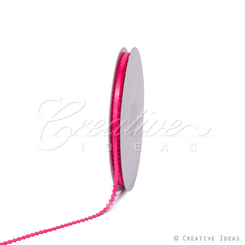 3/16" Double Face Picot Ribbon - 50 Yards (Hot Pink)