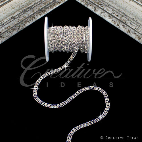 3/16" Thin Rhinestone Chain-5 Yds (Silver)