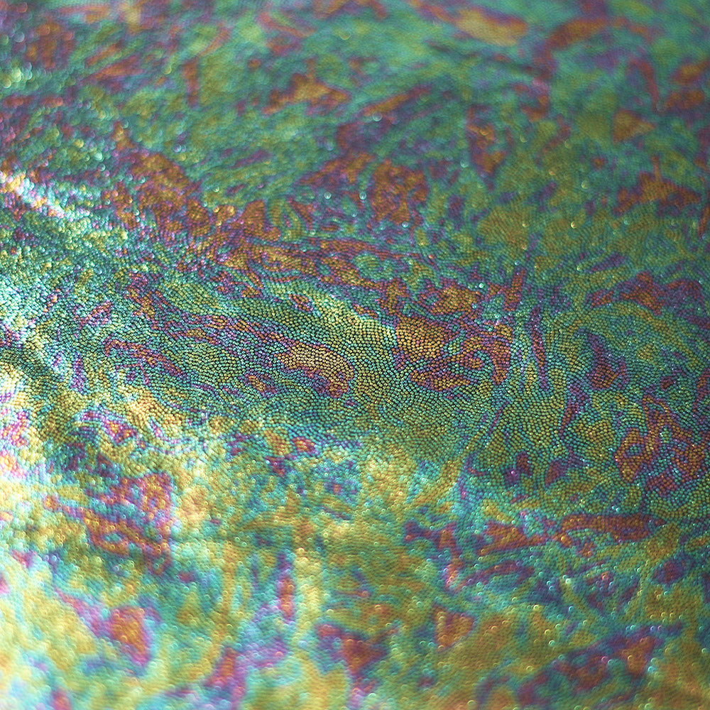 Oil Sleek Nylon Spandex Hologram Fabric - Black/Brown/Turquoise, Solid Oil Pattern, 58/60" Width (1 Yard)