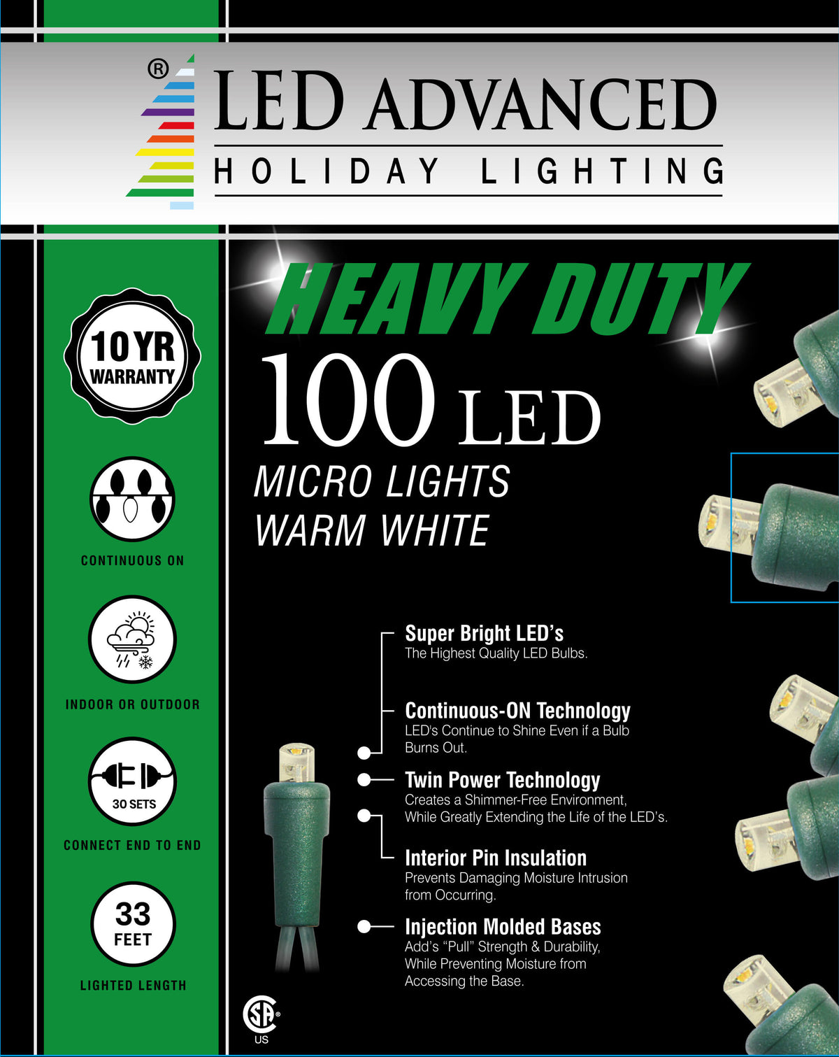 5mm Pure White 100 LED String Set