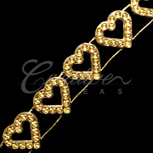 3/4" Hearts Bedazzle Trim-4.5 Meters (Gold)