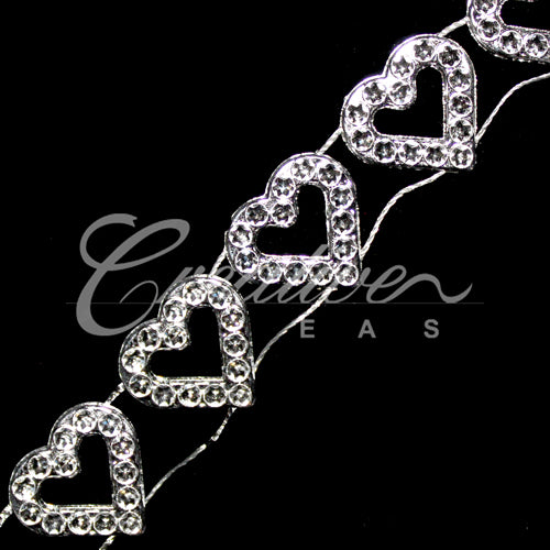 3/4" Hearts Bedazzle Trim-4.5 Meters (Silver)