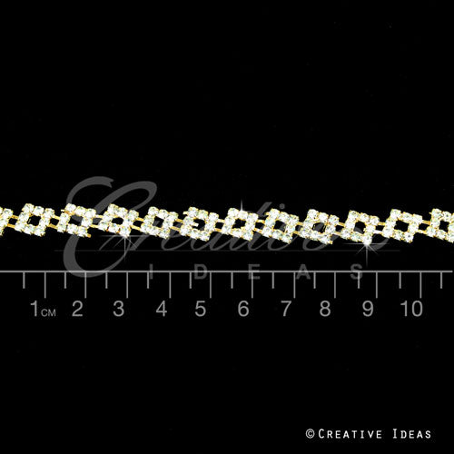 3/8" Bow Shape Rhinestone Chain-3 Yds (Gold)