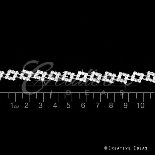3/8" Bow Shape Rhinestone Chain-3 Yds (Silver)