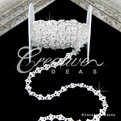 3/8" Faux Diamond Fringe Rhinestone Chain-3 Yds (Silver)