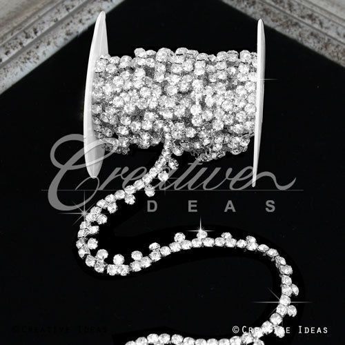 3/8" Faux Diamond Fringe Rhinestone Chain-3 Yds (Silver)